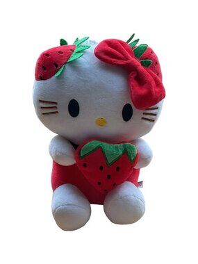 Sanrio Hello Kitty Strawberry Plush Toy Cottagecore Kawaii Fruit Plushie Doll 8"